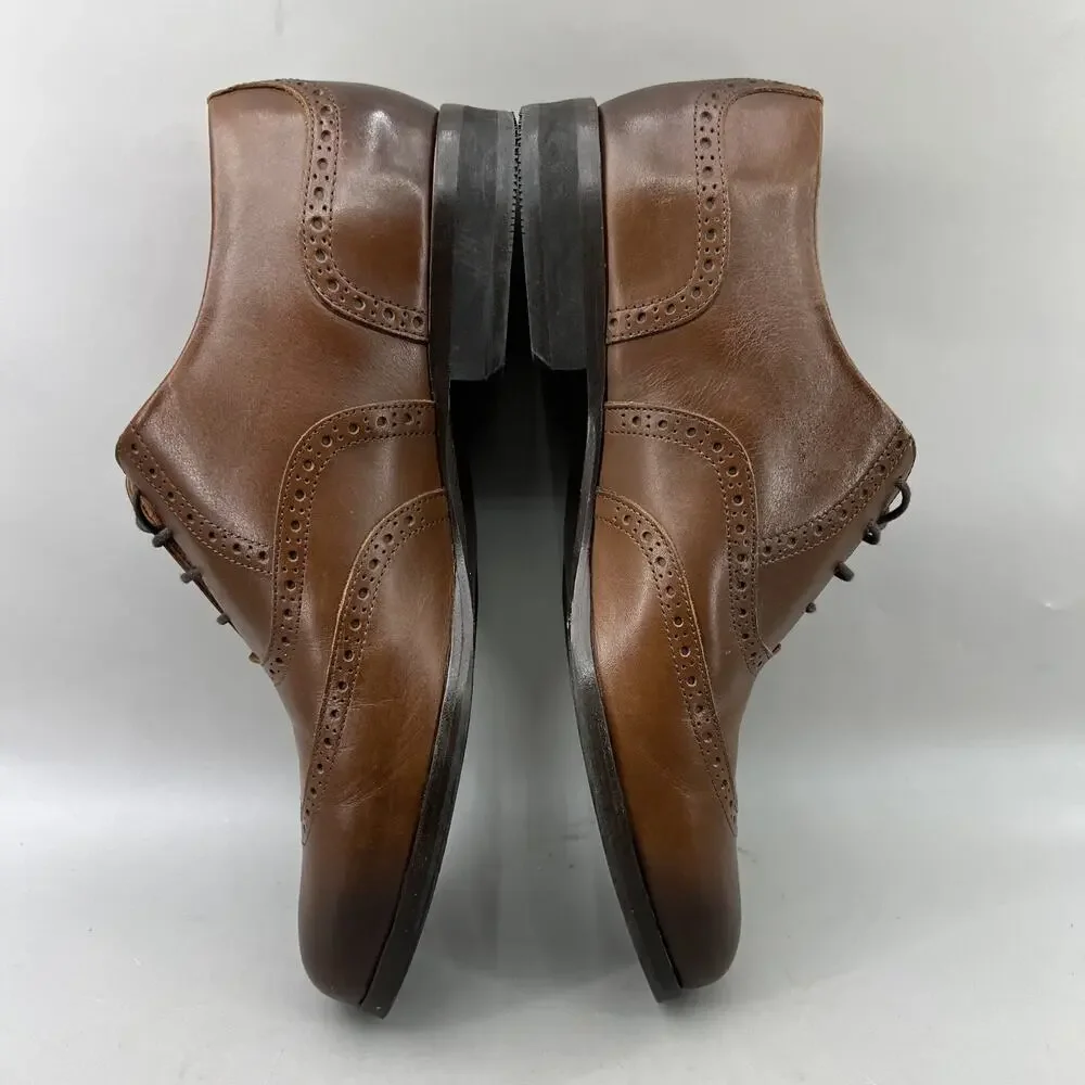 Wolf & Shepherd Wingtip Oxford Men Size 9.5 Brown Leather Brogue Dress Low Shoes